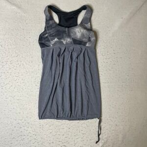 Lululemon No Limits Tank Top Womens 6 Grey Tie Dye Racerback Yoga Athletic Bra
